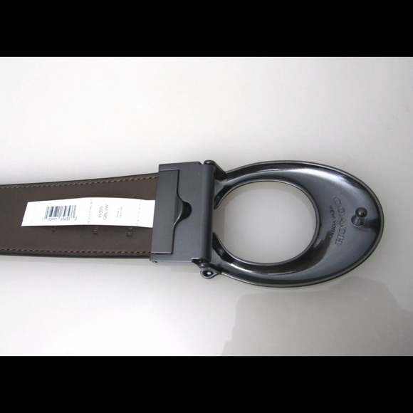 Coach $198 SIGNATURE C BUCKLE Black Brown 91305 - Picture 5 of 7